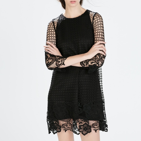 Zara | Dresses | Zara Black Guipure Lace Long Sleeve Mini Dress | Poshmark Zara | Dresses | Zara Black Guipure Lace Long Sleeve Mini Dress | Poshmark